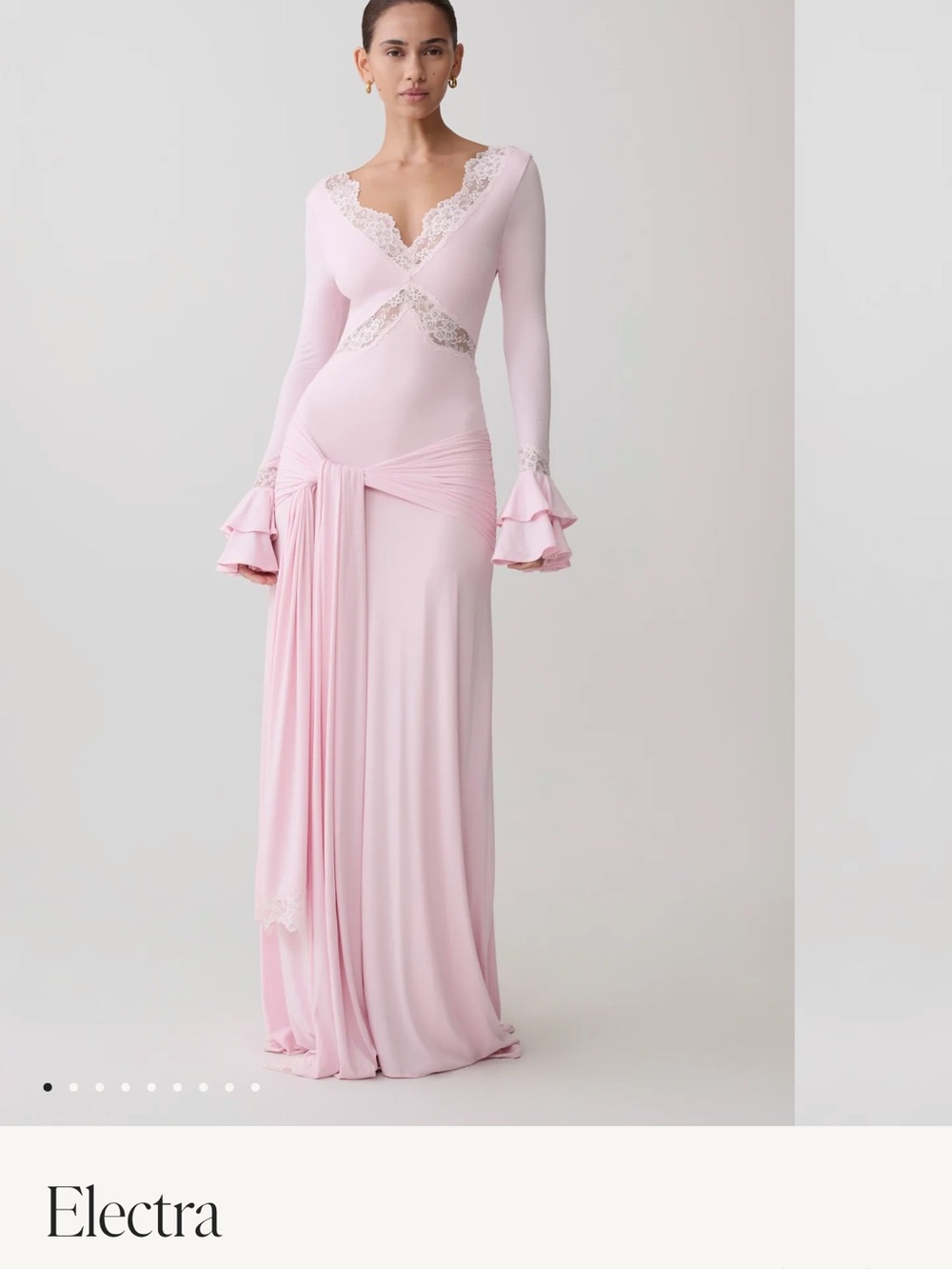 Meshki Electra Lace-Trim Maxi Dress in Soft Pink